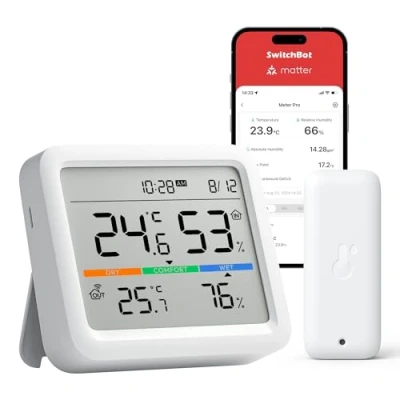 Image de SwitchBot Bluetooth Station Météo sans Fil, Thermometre Interieur Exterieur avec Prévisions Météorologiques(SwitchBot Requis), Thermomètre et Hygromètre