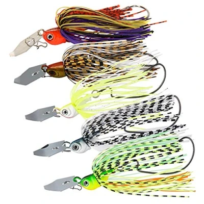 Image de LPATTERN Lot de 4/5/6 Spinnerbait Spinner Leurres pêche Artificiel Spin Appâts en Métal Bait appats Crochet attaquer Sharp Hooks Accessoires