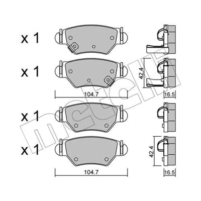 Image de Kit de plaquettes frein, frein à disque METELLI 22 0259 0