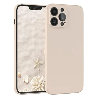 Image de EAZY CASE Coque de protection en silicone pour iPhone 13 Pro Max, beige, souple, résistante aux chocs, avec l&#039;appareil photo, fine, TPU, antichoc, couleur taupe