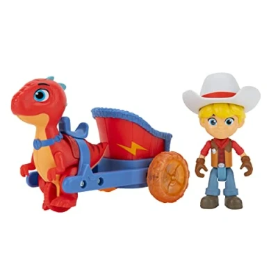 Image de Dino RANCH Streitwagen Comprend Le Char Blitz de 12,5 cm et Jon Rancheur 7,5 Trois Styles à Collectionner Jouets pour Enfants avec Vos éleveurs pré westoriques préférés, DNR0010, Multi