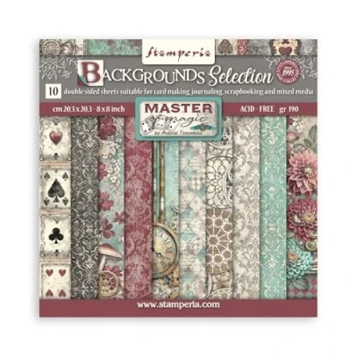 Image de Stamperia Scrapbook Paper Pad for Scrapbooking, Albums, Cards, Bullet Journals, and More, Acid Free, Double Sided, Perfect Crafts Gifting (Master of Magic, Backgrounds) (20.3 x 20.3cm)