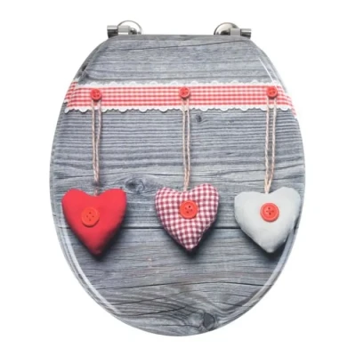 Image de WENKO Abattant WC Bavarian Hearts fixation réglable en acier inox Multicolore