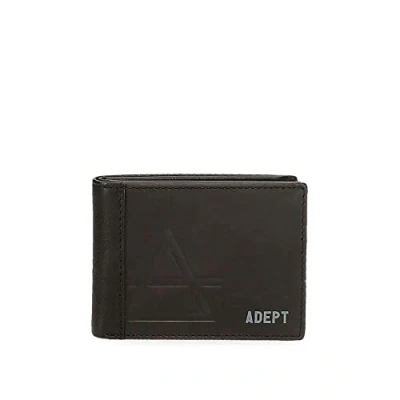 Image de Adept Jim Portefeuille Horizontal avec Porte Monnaie Noir 11 x 8 1 cm Cuir, Noir,