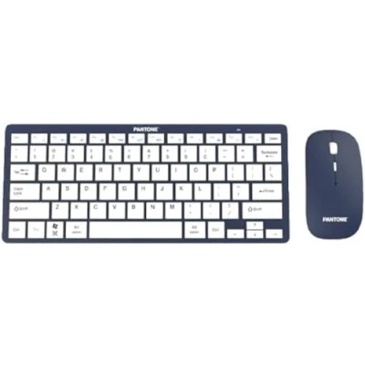 Image de Kit clavier et souris sans fil PANTONE QWERTY Bleu marine Scroll touches multimédias