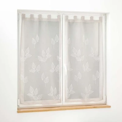 Image de douceur d&#039;intérieur, Paire de Voilages à Passants (2 x 60 120 cm) Berry Taupe, Voile Sablé Brodé