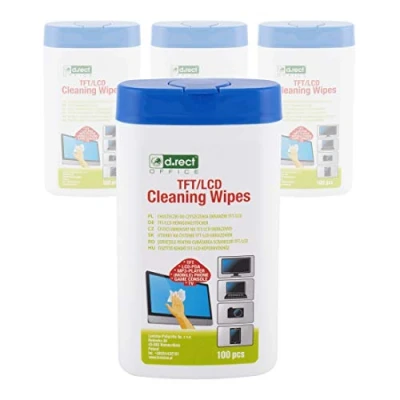Image de D.RECT Lot de 400 Lingettes Nettoyantes dans un Distributeur Pour écrans TFT/LCD Ordinateur Portable Tablette, Multi Usages Nettoyage, Enlève la Saleté Toutes les Surfaces