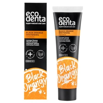 Image de Ecodenta Dentifrice au Charbon Actif Dents Blanches Sans Fluor I Noir Blanchiment des Saveur Orange 100ml