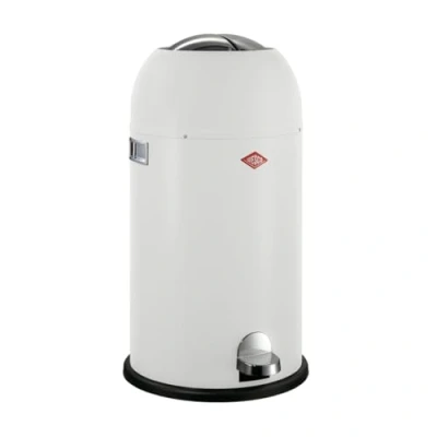 Image de WESCO Poubelle Kickmaster de couleur blanc mat, tôle d&#039;acier revêtue par pulvérisation, amortisseur intégré, volume 33 litres, grande ouverture