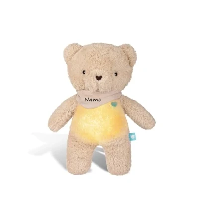 Image de myHummy Schlummer Ours 5 en 1 peluche personnalisé avec nom imprimé 3 sons et mélodies Capteur de sommeil Veilleuse 2 couleurs Charge USB