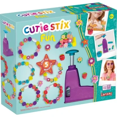 Image de Lansay CUTIE STIX Fun Kit Création de 5 Bracelets pour Enfants dès 6 ans Fabrication Bijoux Coupe &amp; Crée des Perles Multicolores Activité Manuelle Loisirs Créatifs Idée Cadeau Anniversaire