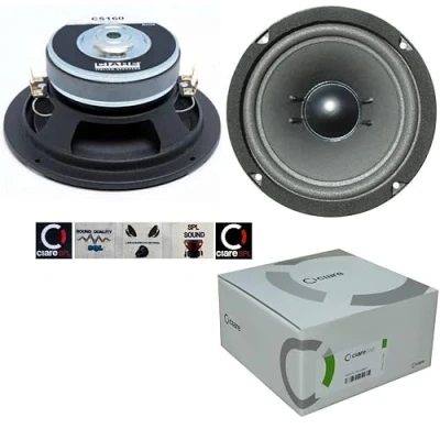Image de CIARE CS160 subwoofer 40 + watt rms 120 max de 6,5&quot; 16,50 cm 165 mm sub woofer dvc double bobine 4 ohm excellent pour portes portier voiture