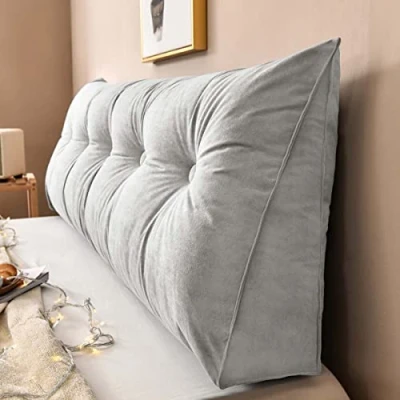 Image de Yanman Grand coussin cale triangulaire pour tête de lit, lecture, soutien lombaire, dossier taille, traversin positionnement doux, canapé, lit jour, 60 x 50 20 cm