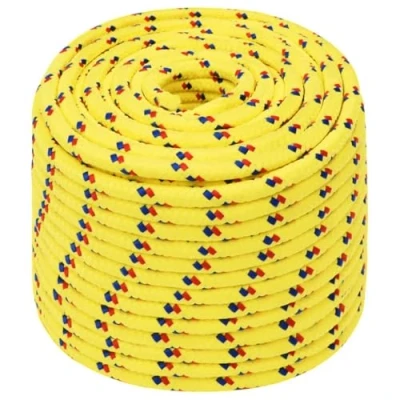 Image de vidaXL Corde de Bateau Levage Câble d&#039;Amarrage Ancrage Navire Lignes Gréement à Linge Jaune 12 mm 100 m Polypropylène