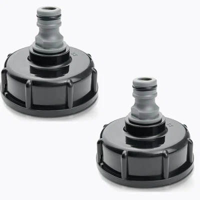 Image de hufhnwso IBC Raccord Cuve 1000 litres，Bouchon 1000l 2 Pièces, S60x6,Adaptateur 3/4&quot; Diamètre De Sorti Mamelon 60 mm,Vanne