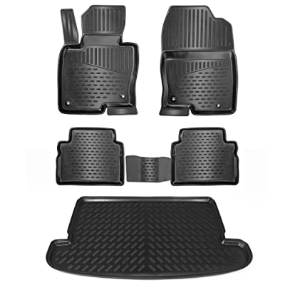 Image de ELMASLINE Lot de tapis en caoutchouc 3D et bac coffre pour Mazda CX 5 à partir 2017
