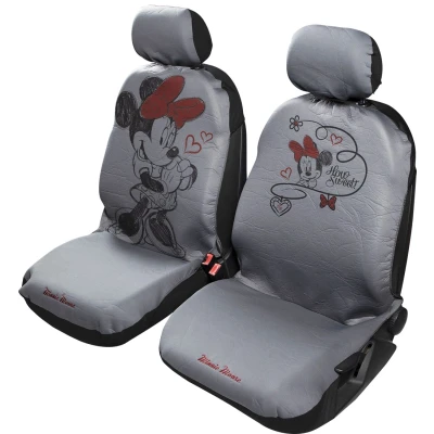Image de Disney Paire de Housses siège Avant Auto universelles, avec appuie têtes séparés, Compatible Les airbags, Motif Mickey/Minnie, Gris