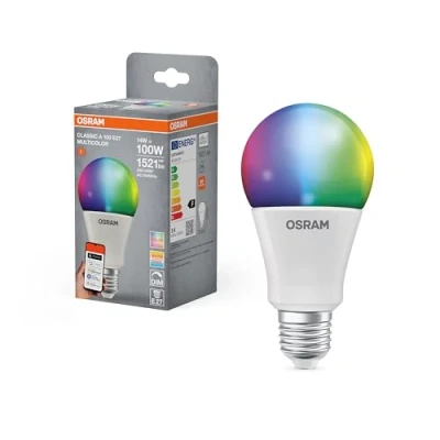 Image de OSRAM SMART+ RGBW, lampe LED E27 avec Matter over Wifi, spécialement conçue pour ALEXA installation facile en un clic,remplace 100W, blanc chaud à froid, 16 millions de couleurs RGB, pack 1
