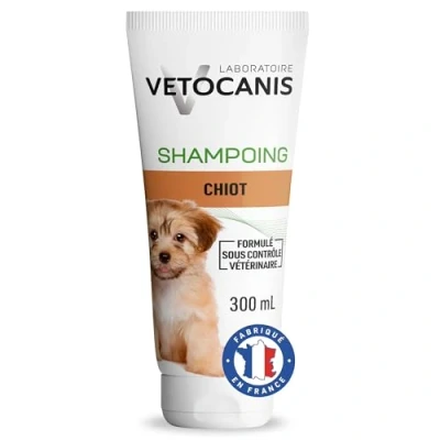 Image de Vetocanis Shampoing Chiot PH Neutre 300 ml Hydratant à base d&#039;Extraits de Plantes et d&#039;Amande Douce pour Respecte la Peau le Pelage votre Compagnon