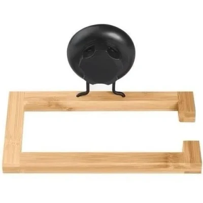 Image de Compactor Bestlock Porte Rouleau de Papier Toilette Mural Noir, Fixation par Ventouse, supporte jusqu&#039;à 6 kg, Bambou et Fer Enduit Poudre, 19,5 x 11,8 H.9 cm, Noir/Marron, RAN10213