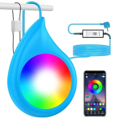 Image de LyLmLe Projecteur Piscine à LED pour hors sol, 10W Smart Lampe Suspendu Effets D&#039;éclairage Multiples Contrôlé par APP, Timing/Synchronisation de Musique, Étanchéité IP68, 8m Câble, 12V
