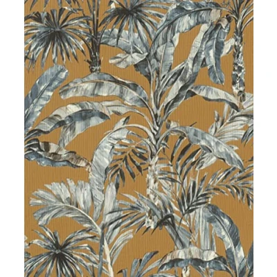 Image de Rasch Florentine III 485264 Papier peint intissé Motif palmiers et feuilles Bleu/marron 10,05 x 0,53 m