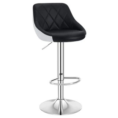 Image de WOLTU® 1 X Tabouret de Bar en Cuir synthétique Assise Hauteur réglable,Noir Blanc BH30sz