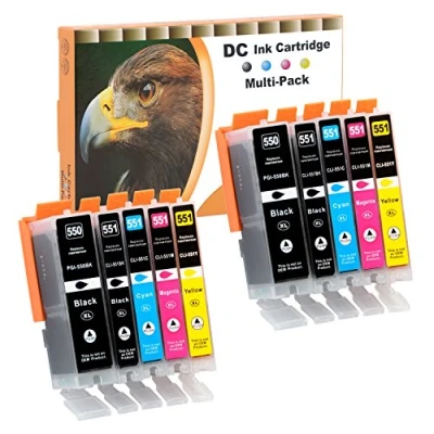 Image de D&amp;C 10x Cartouches d&#039;encre Compatible pour Canon PGI 550 XL CLI 551 Pixma MG6450 MG6650 MG7100 MG7150 MG7550 MX925 iP7200 iP7250 MG5400 Series MG5550 MG5650 MG5655 MX725 MX920 iP8750
