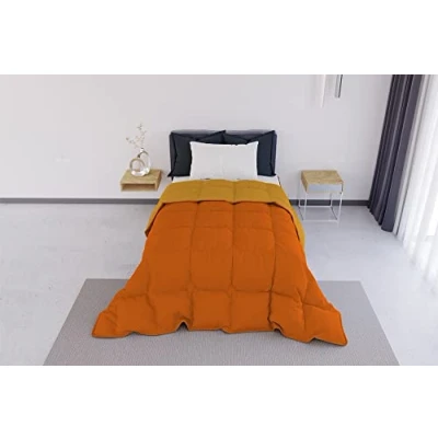 Image de Italian Bed Linen Couette d&#039;hiver Elegant Deux Tons, Orange Jaune, 220x260 cm