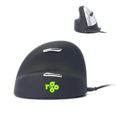 Image de R Go HE Souris Ergonomique Filaire, pour gaucher, Grande Taille, avec Le Logiciel Anti TMS, Prévention tendinite, Verticale, Windows/MacOS/Linux, 2400 DPI réglable et 5 Boutons