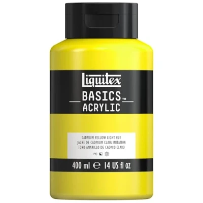 Image de Liquitex 8870314 Basics peinture acrylique, artistique monopigmentée, résistante à la lumière, qualité archive, finition satinée, pot De 400 ml Jaune Cadmium Clair Imitation