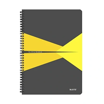 Image de Leitz, Cahier spirales couverture PP A4 quadrillé, 180 pages 90g/m², Leitz Office, Jaune, 44950015