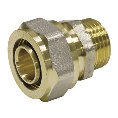 Image de Raccord fileté Pipetec 26 x 3 mm Filetage extérieur 3/4 pour tube composite multicouche Certifié DVGW et UBA Jusqu&#039;à 100 C