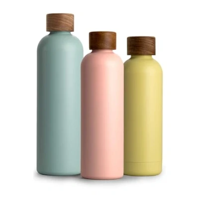 Image de T&amp;N Bouteille Isotherme d’eau 750ml en acier inoxydable avec bouchon bois d&#039;acacia, Gourde Inox 0,75l, conserve le froid à 29h, la chaleur 14h, étanche pour boissons gazeuses