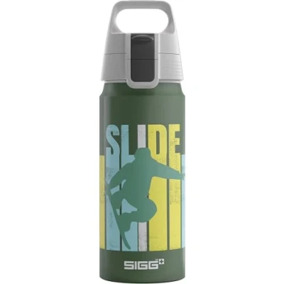 Image de Sigg Gourde Enfant En Aluminium WMB ONE Slide Pour l&#039;École et le Sport Convient Aux Boissons Gazeuses Étanche &amp; Légère Sans BPA Certifiée Neutre CO2 Vert 0,6L