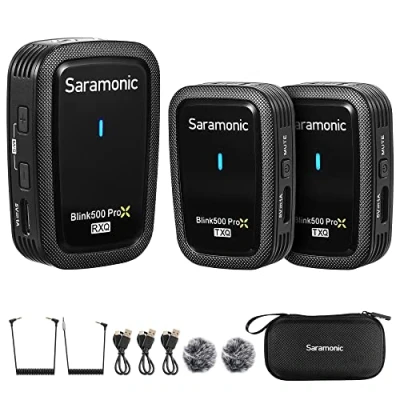 Image de Saramonic Upgraded Blink500 Pro 2.4GHz Dual Channel Wireless Lavalier Microphone for DSLR Video Camera Android iPhone Tablet PC Computer Recording Facebook Youtube Podcast Vlog Interview (B2)