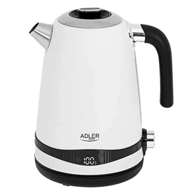 Image de Adler Bouilloire AD 1295w SS blanc satiné 1,7L avec écran LCD et régulation de température