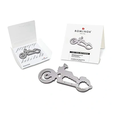 Image de Les cadeaux : ROMINOX Key Tool Motorbike, 21 Fonctions, Porte clé Keytool Vélo, Multitool en acier inoxydable, Description fonctionnelle, Outil multifonctionnel, Démonte chariot
