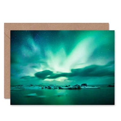 Image de Wee Blue Coo Greeting Gift Photo Arctic Aurora Borealis Northern Lights Sealed Card Plus Envelope Blank inside Cadeau Photographier Lumière