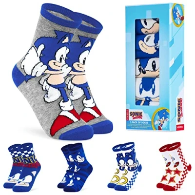 Image de SONIC THE HEDGEHOG Chaussettes Enfant 5 Paires de Garcon (as4, numeric, numeric_30, numeric_35, regular, Bleu/Gris)