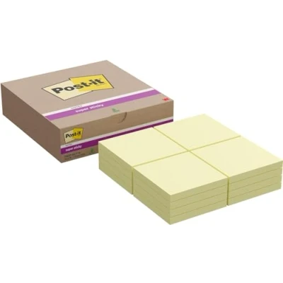 Image de Post it Notes Autocollantes Super Sticky, Pack de 16 Blocs, 90 Feuilles par Bloc, 76 mm x mm, Jaune Pastel Feuillets Adhésifs pour Prise Notes, Listes Tâches et Rappels