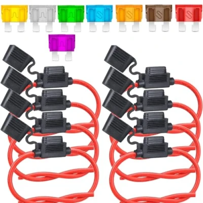 Image de Gebildet 8pcs Etanche Porte fusibles Moyen avec 12AWG Fil, 32V 30A Add A Circuit pour Camion Voiture, De Fusible à Lame Standard(3A/5A/7.5A/10A/15A/20A/25A/30A) +Extracteur