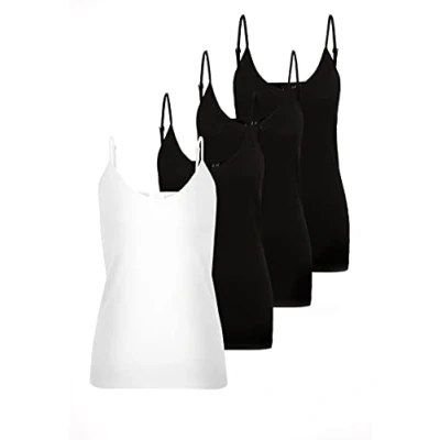 Image de VERO MODA Débardeur Vmmaxi My Soft V Singlet Noos pour Femme, Multicolore (1 x Blanc Brillant / 3 Noir), M