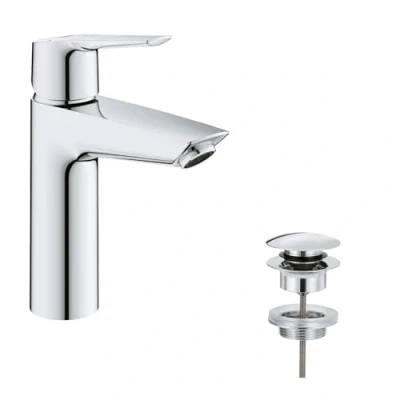 Image de GROHE Start Mitigeur Monocommande Lavabo, Taille M, Economie d&#039;Eau, d&#039;Energie, Ouverture Eau Froide Au Centre, Noir Mat, 237462432