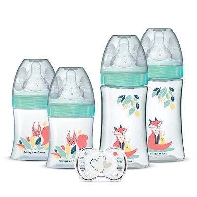 Image de DODIE Lot de 4 biberons naissance Tétine Plate Anti Colique (2x150mL et 2x270mL), + une sucette