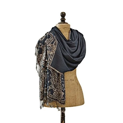 Image de Loberon Écharpe Laine viscose H/L env. 180/70 cm bleu foncé