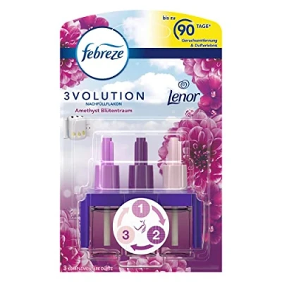Image de Febreze 3Volution Lenor Recharge de diffuseur parfum 20 ml Améthyste Rêve fleurs, 3 parfums alternés combattent les odeurs