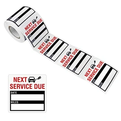 Image de 150 PCS Changement d’huile Entretien automatique Service Due Rappel Étiquettes autocollants en rouleau avec ligne de perforation (Chaque mesure 5 x cm, noir)