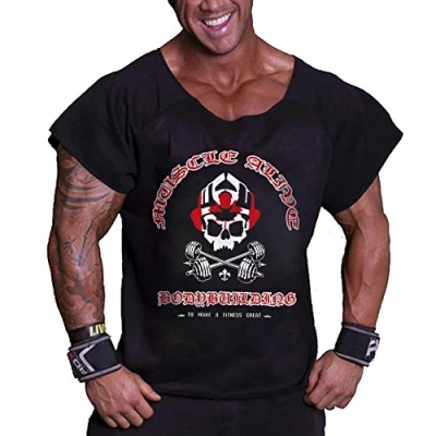 Image de Musclealive Hommes Bodybuilding Rag Top Workout Terry Coton Ma Noir Taille 2XL (Poitrine:41 po 44 )