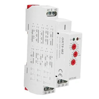 Image de DEWIN Relais Temporisé, GRT8 M2 à Retardement Temporisé a Une Durée de Temporisation avec 10 Fonctions Rail DIN Montage AC 220V